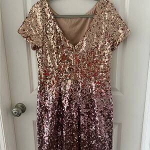 Elegant Sequin Dress in Rose Gold